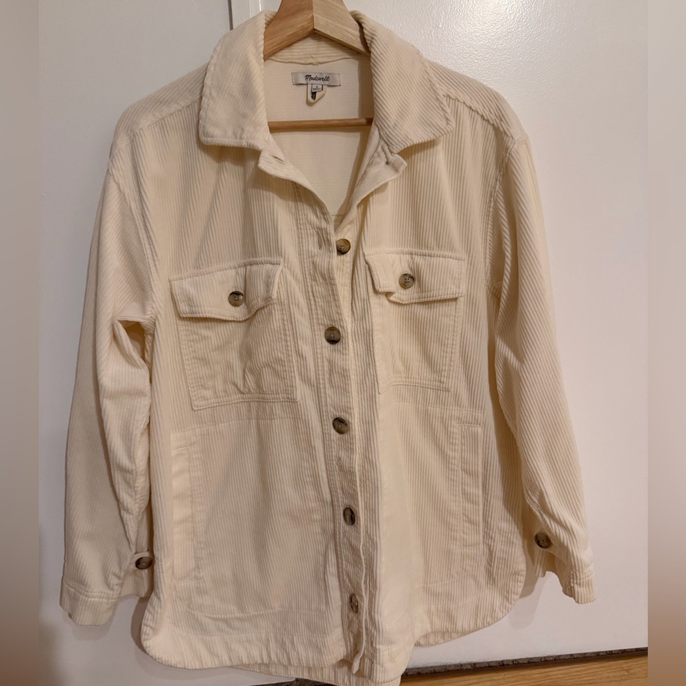 Cream Corduroy Shirt Jacket